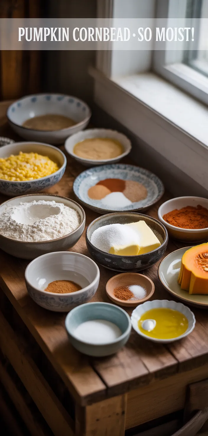 Ingredients photo for Pumpkin Cornbread • SO Moist! Recipe