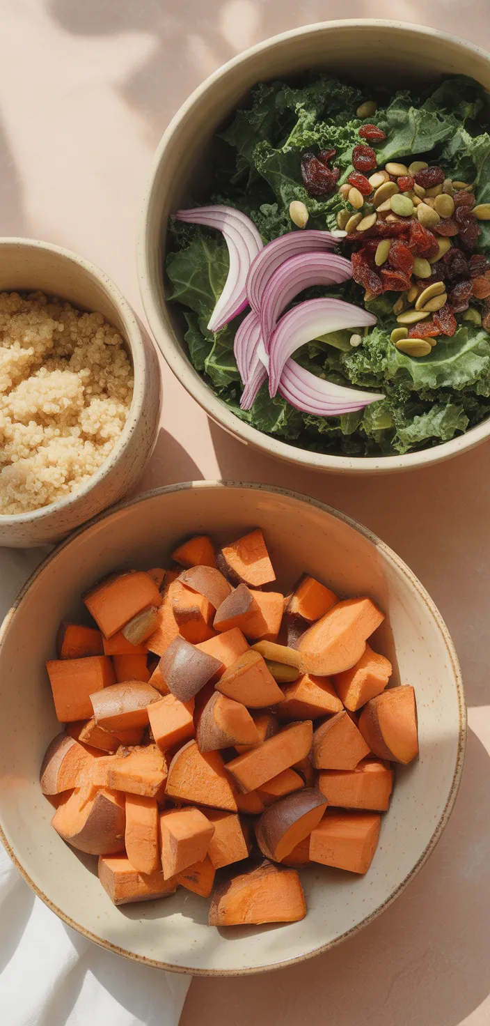 Ingredients photo for Roasted Sweet Potato Kale And Quinoa Salad Recipe