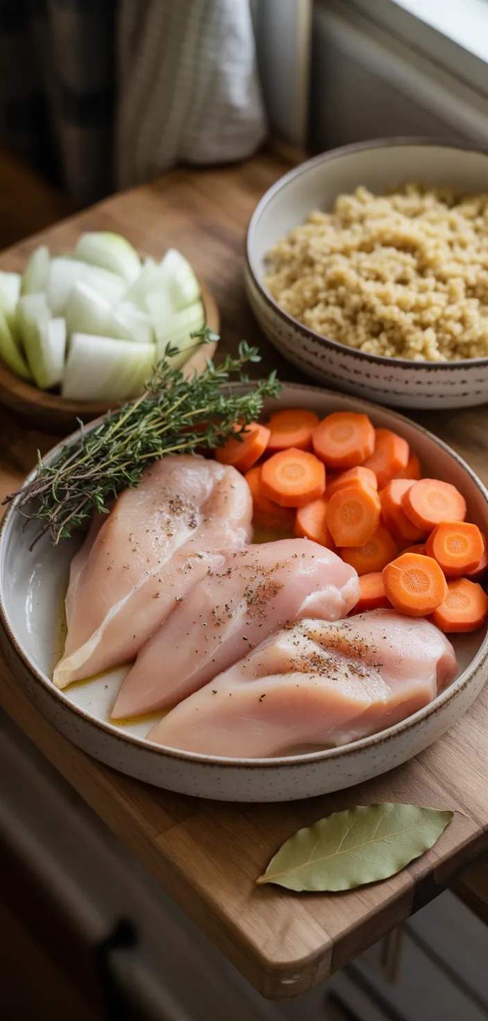 Ingredients photo for Slow Cooker Chicken Quinoa Soup Recipe