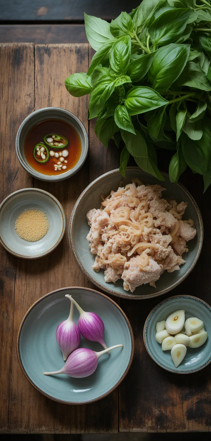 Ingredients photo for Spicy Thai Basil Chicken (Pad Krapow Gai) Recipe