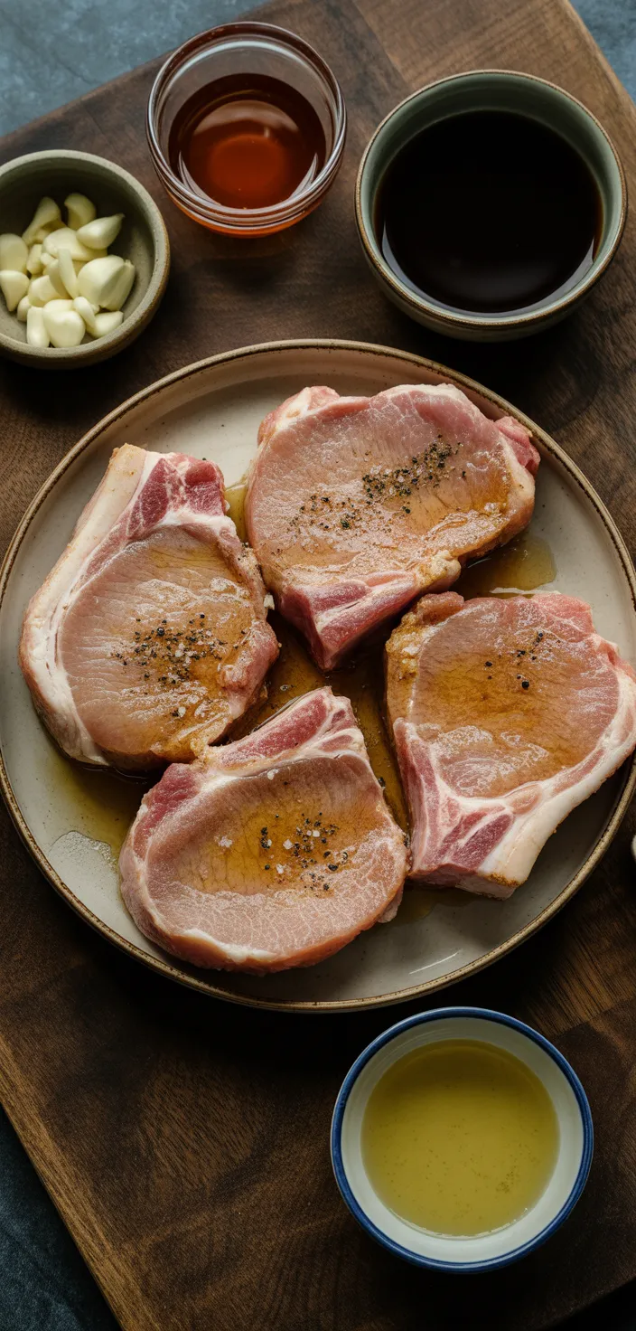 Ingredients photo for Sweet Honey Garlic Pork Chops Recipe