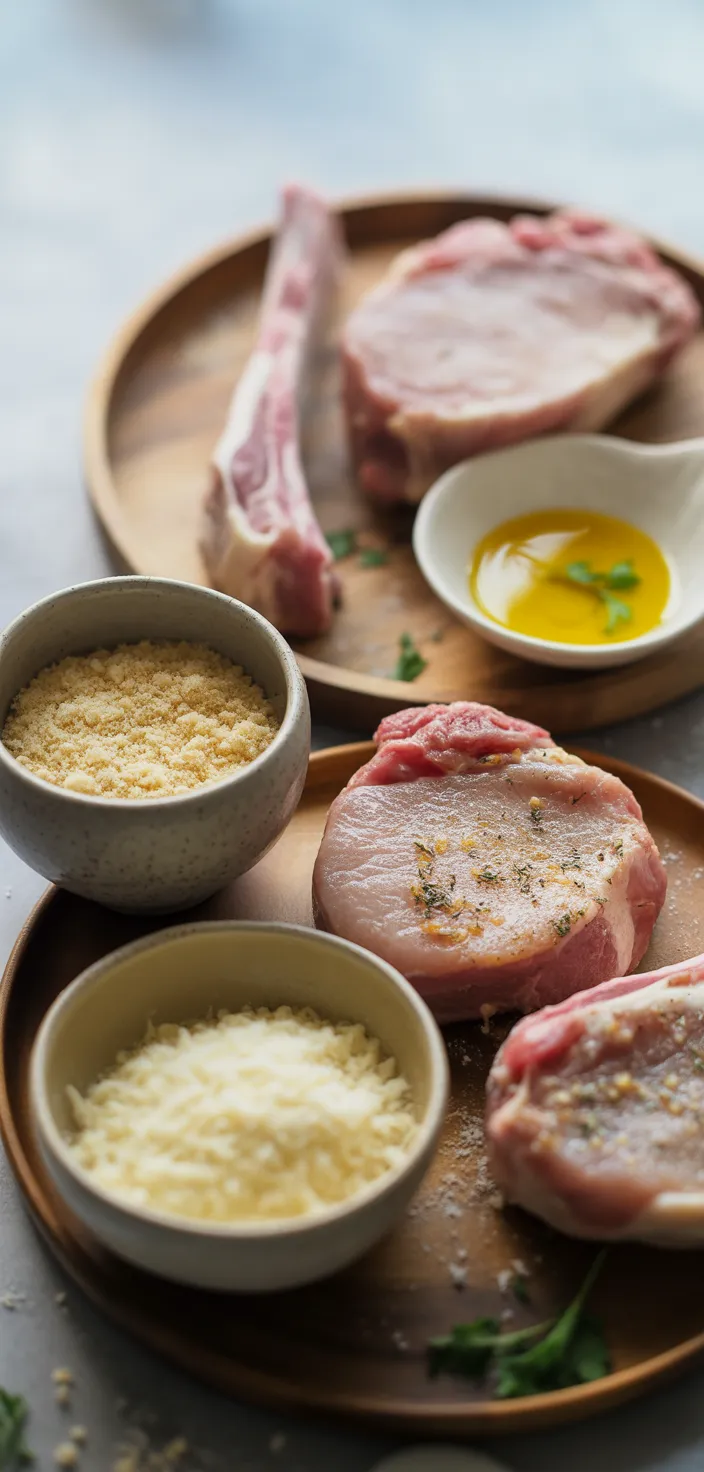 Ingredients photo for Baked Parmesan Crusted Pork Chops Recipe