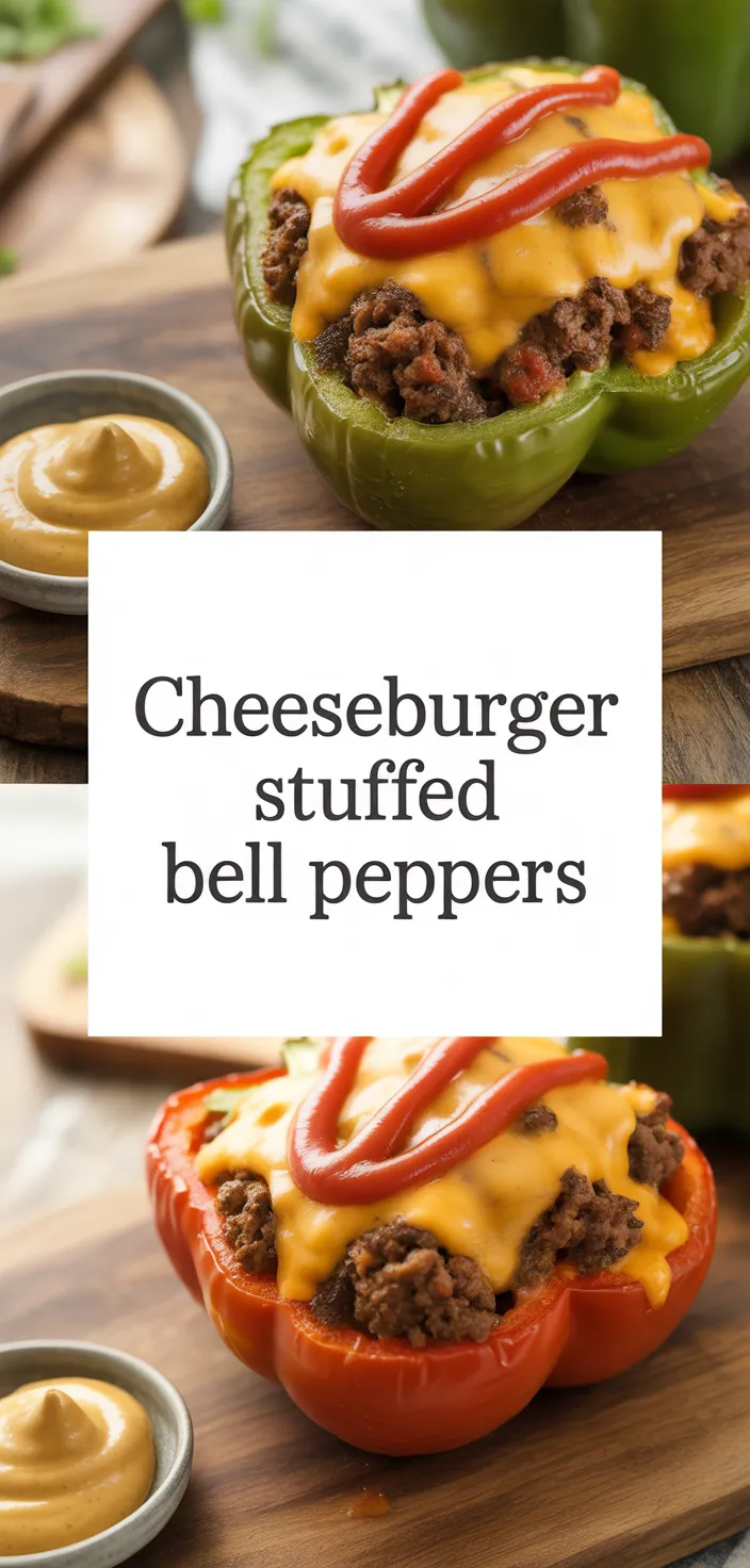 A photo of Cheeseburger Stuffed Bell Peppers Recipe
