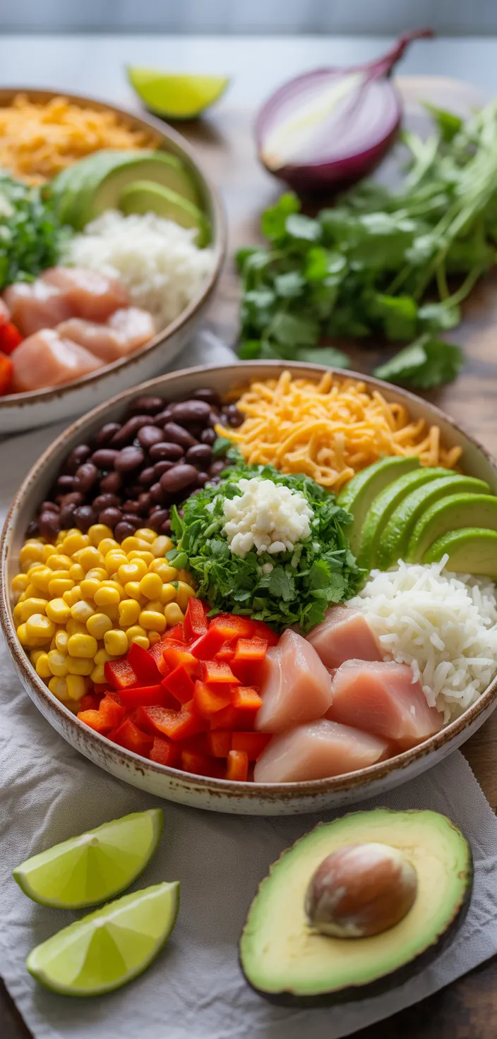 Ingredients photo for Easy Southwest Chicken Burrito Bowls (Meal Prep) Recipe