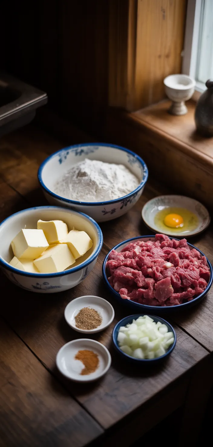 Ingredients photo for Forfar Bridie Recipe – Scottish Handheld Meat Pies