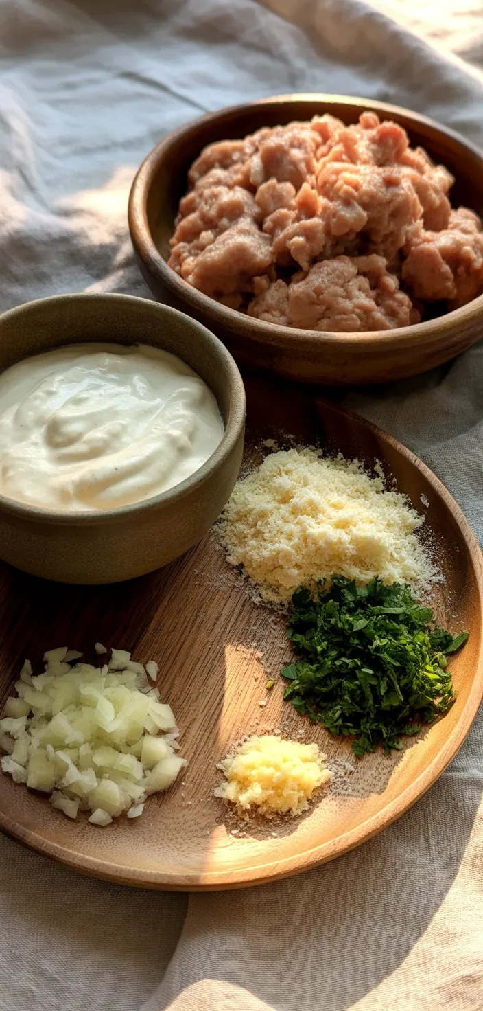 Ingredients photo for CHICKEN RICOTTA MEATBALLS WITH SPINACH ALFREDO SAUCE Recipe
