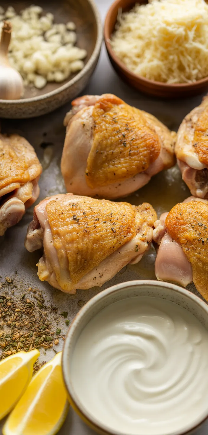 Ingredients photo for Creamy Oven Baked Chicken Thighs Recipe