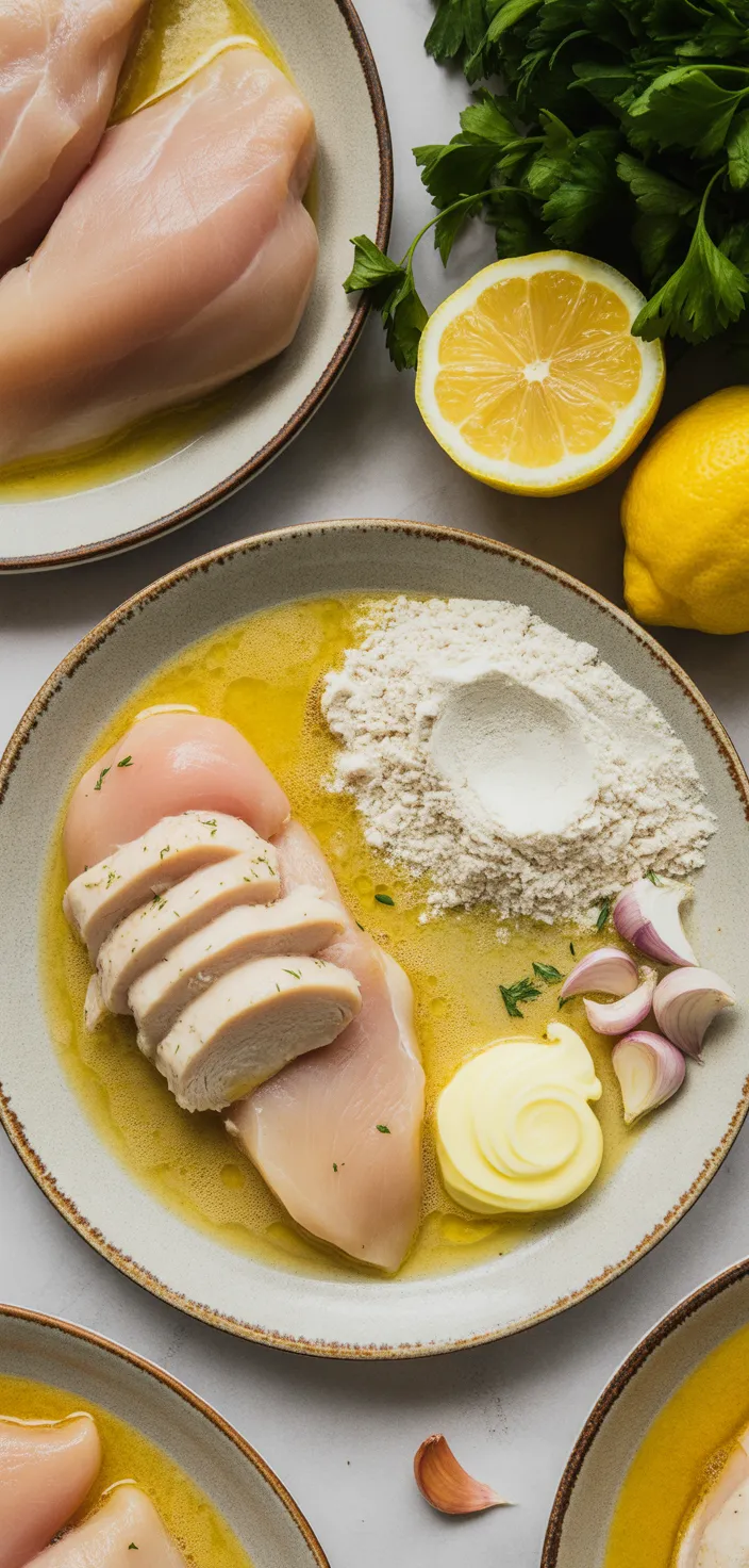 Ingredients photo for Lemon Butter Chicken Scallopini Recipe