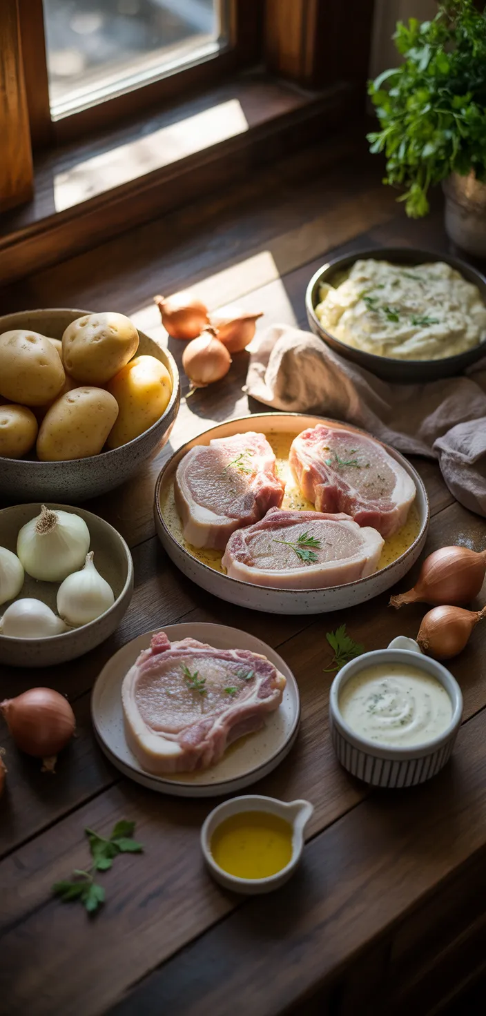Ingredients photo for Pork Chops & Potatoes Casserole: A Comforting One Recipe