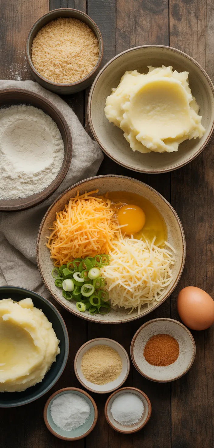 Ingredients photo for Air Fryer Cheesy Mashed Potato Balls Recipe