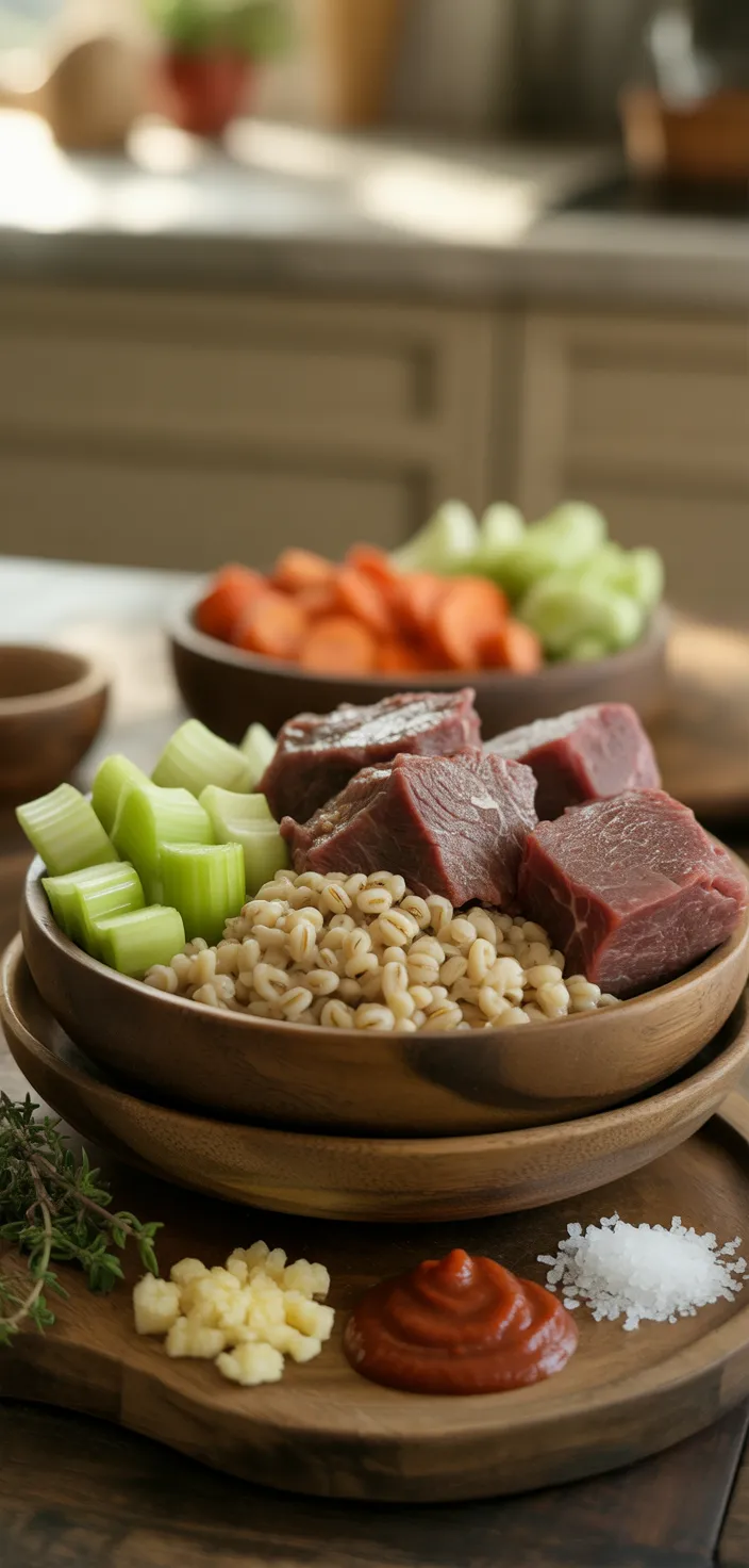 Ingredients photo for Beef Barley Soup Recipe