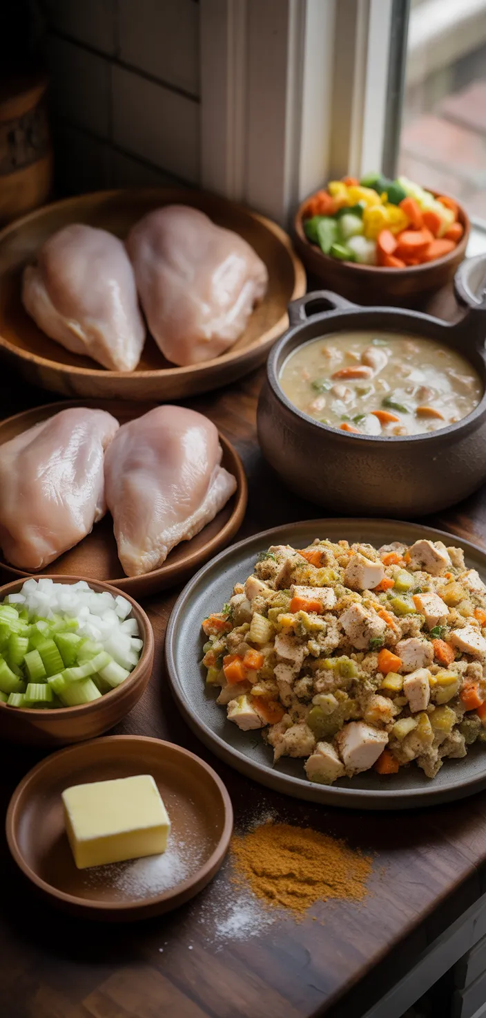 Ingredients photo for Crock Pot Chicken Stuffing Casserole Recipe