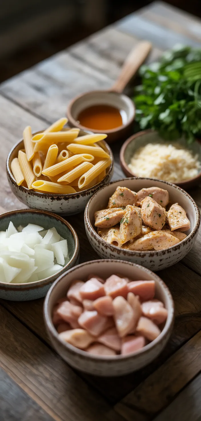Ingredients photo for Honey Pepper Chicken Pasta – Sweet, Spicy, And Irresistible! Recipe