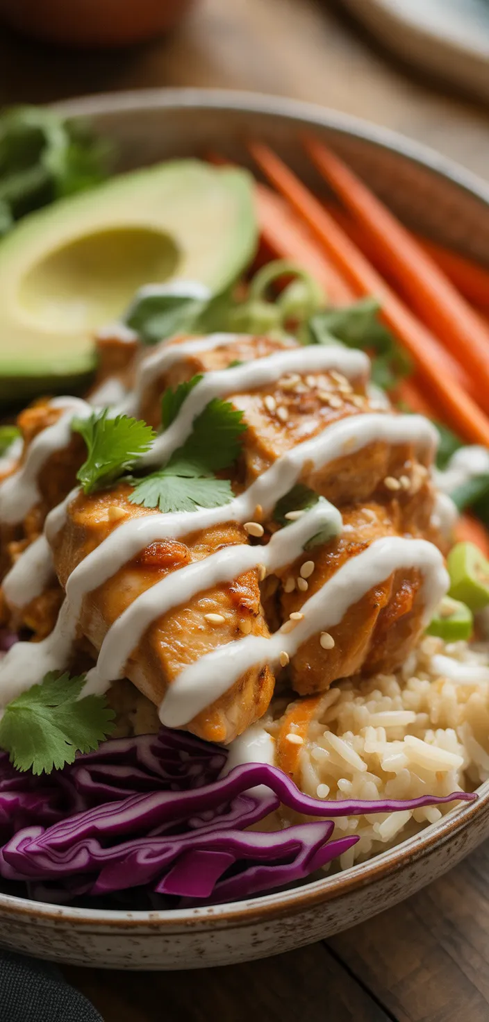 Ingredients photo for Sweet Chili Chicken Bowl With Coconut Lime Drizzle Recipe