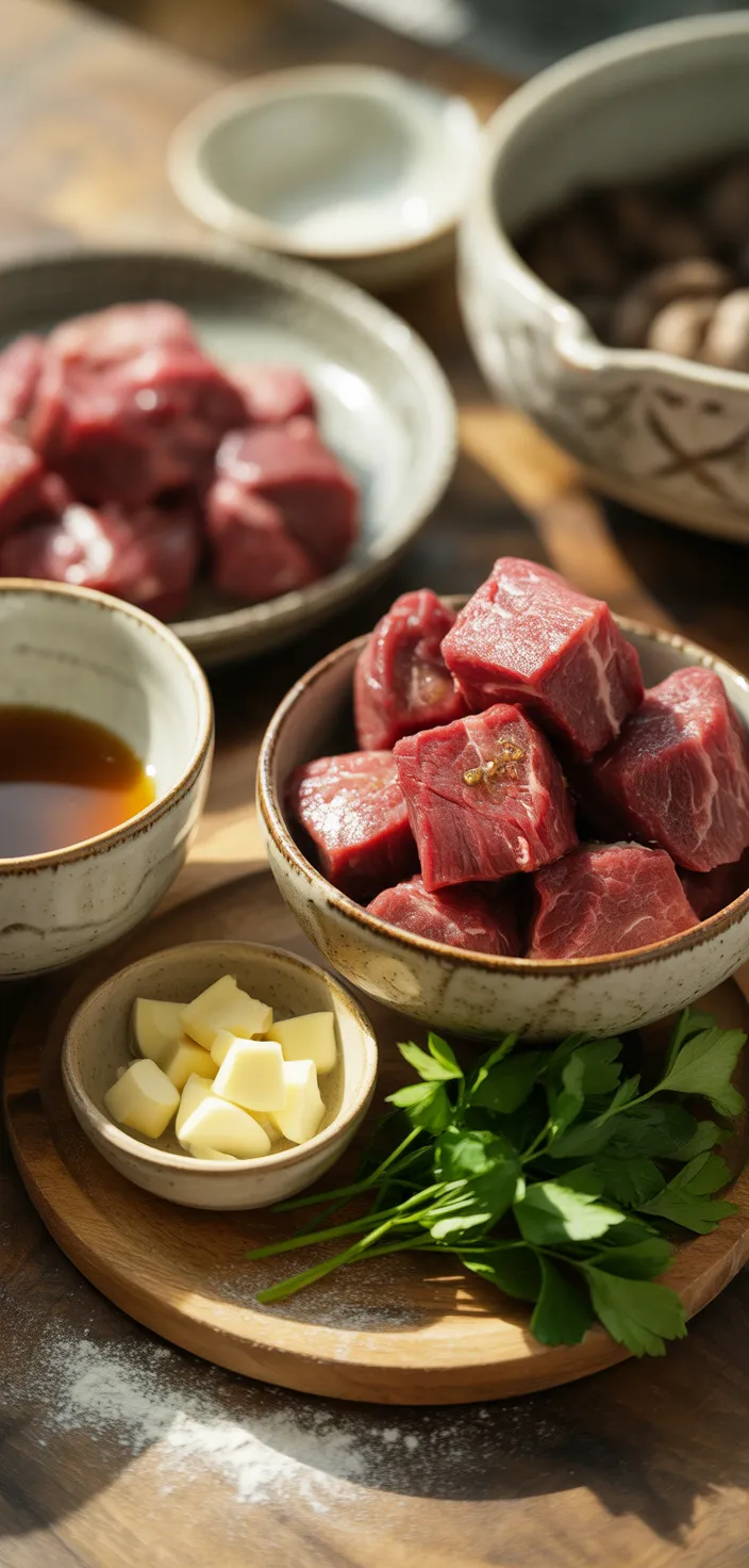 Ingredients photo for High Protein Slow Cooker Garlic Butter Beef Bites Recipe