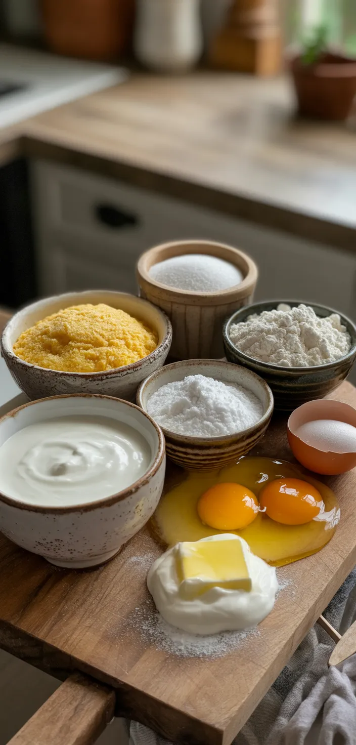 Ingredients photo for The Best Moist Cornbread Recipe
