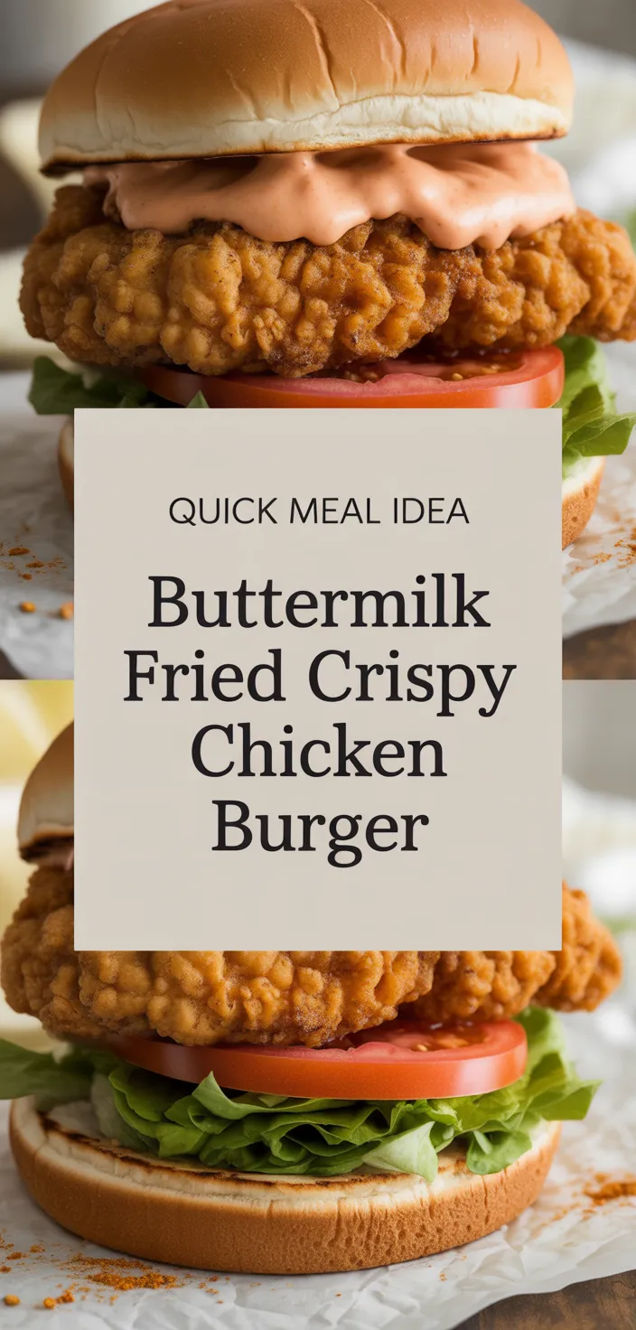 A photo of Buttermilk Fried Crispy Chicken Burger Recipe