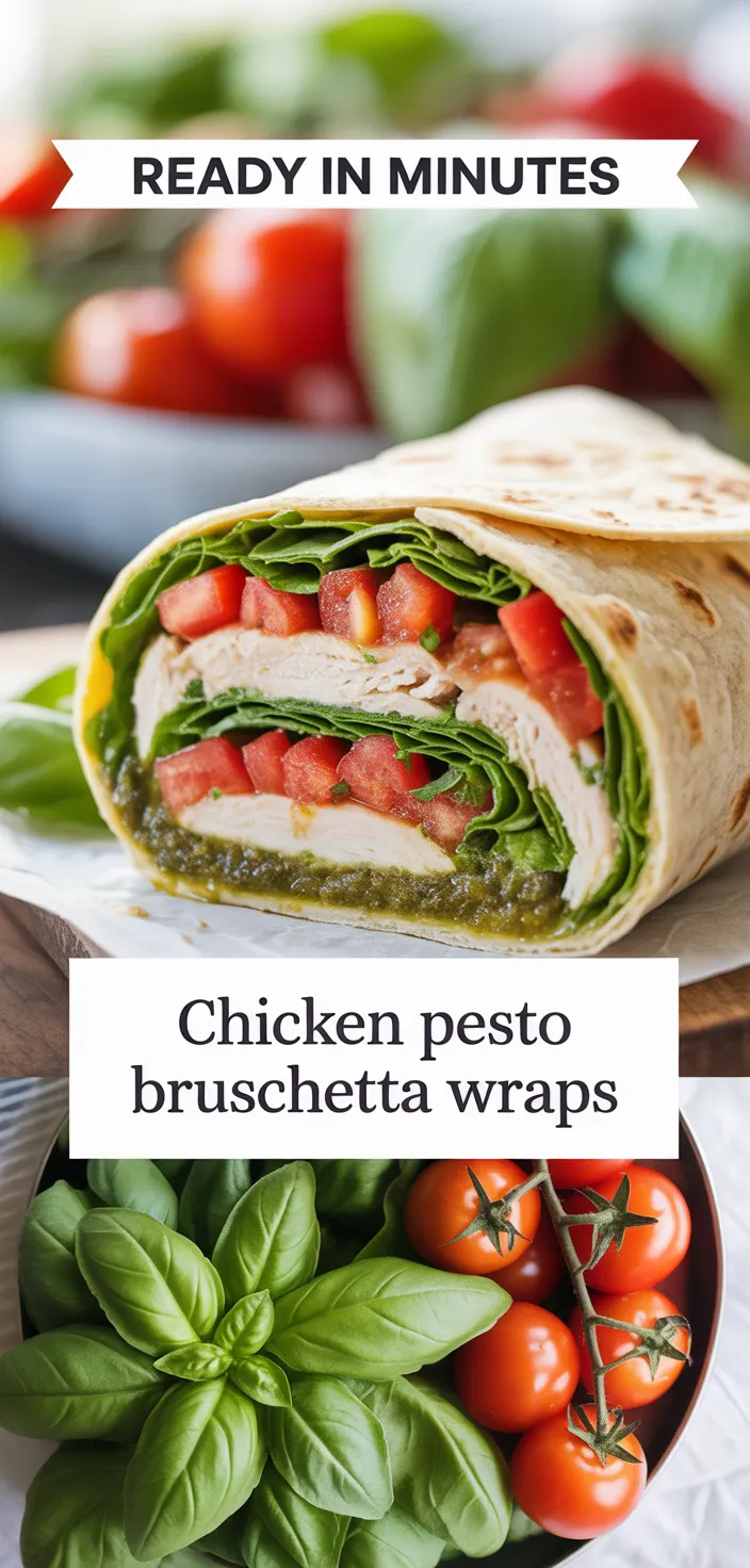 A photo of Healthy Bruschetta Chicken Pesto Wraps For A Nutritious Meal Recipe