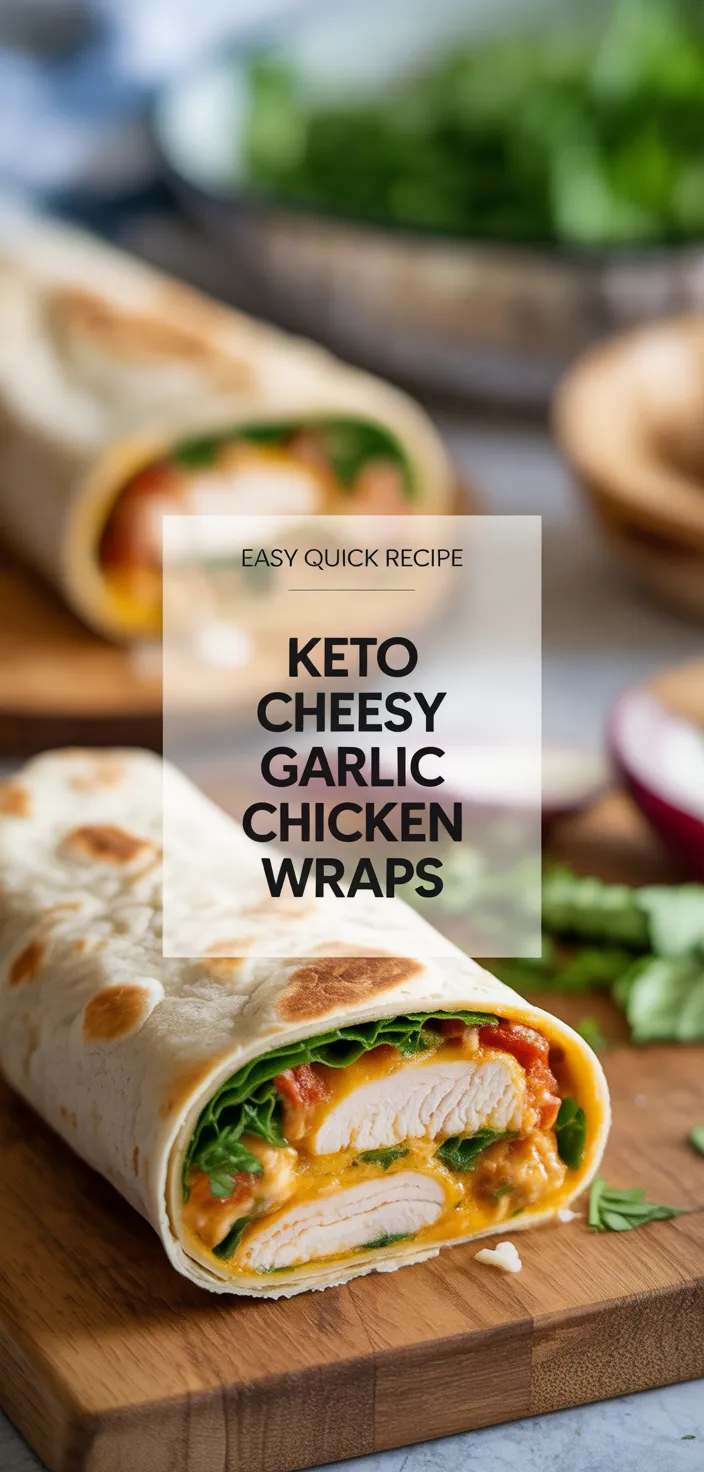 A photo of Keto Cheesy Garlic Chicken Wraps Recipe