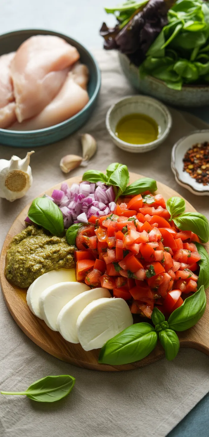 Ingredients photo for Healthy Bruschetta Chicken Pesto Wraps For A Nutritious Meal Recipe