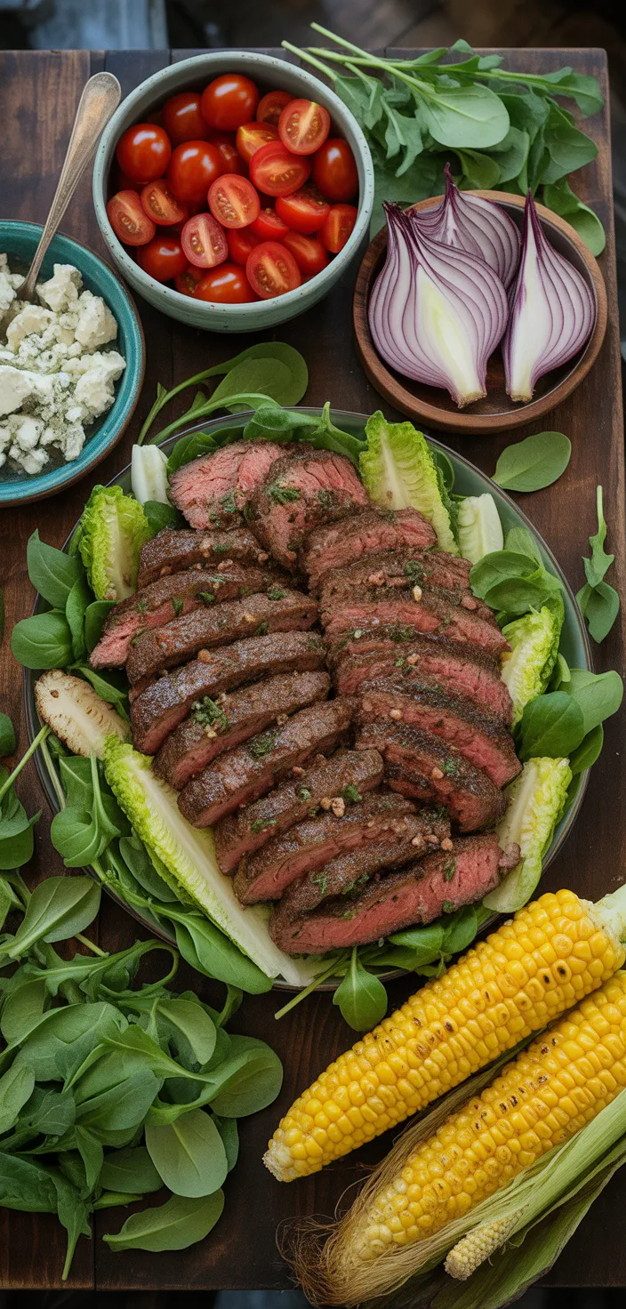 Ingredients photo for Balsamic Steak Gorgonzola Salad With Grilled Corn Recipe