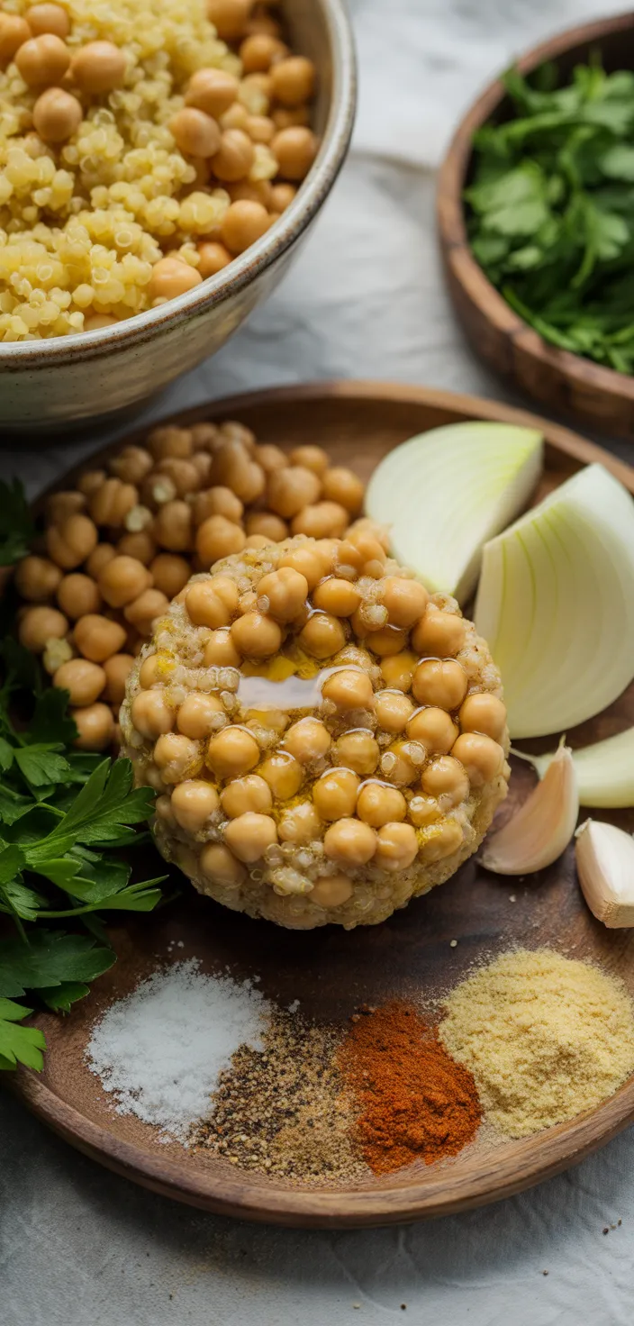 Ingredients photo for Chickpea Quinoa Burgers
Recipe