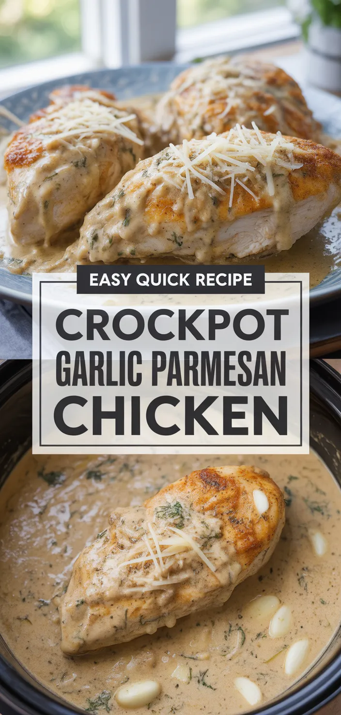 A photo of Crockpot Creamy Garlic Parmesan Chicken Recipe