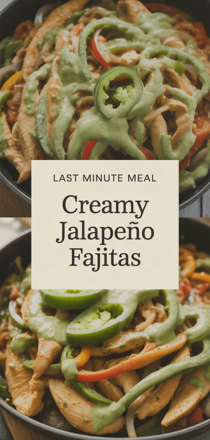A photo of Skillet Chicken Fajitas With Creamy Jalapeño Verde Sauce. Recipe