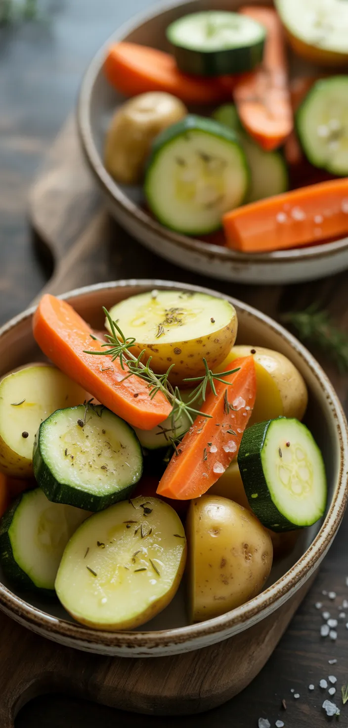 Ingredients photo for Garlic Herb Roasted Potatoes Carrots And Zucchini Recipe