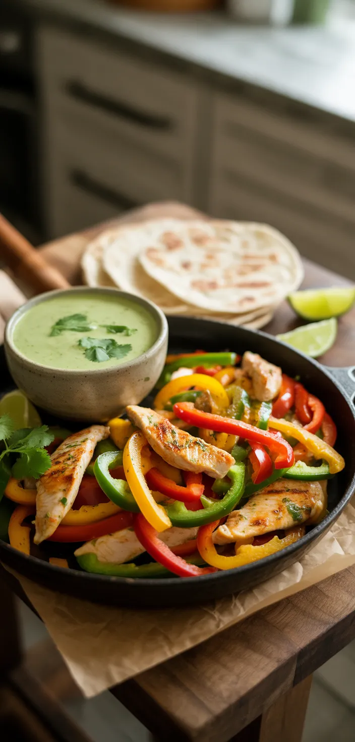 Ingredients photo for Skillet Chicken Fajitas With Creamy Jalapeño Verde Sauce. Recipe