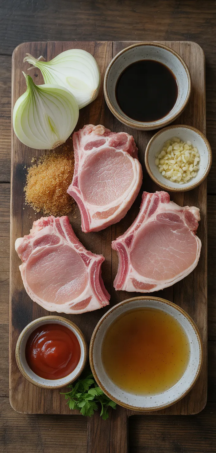 Ingredients photo for Slow Cooker Brown Sugar Garlic Pork Chops Recipe