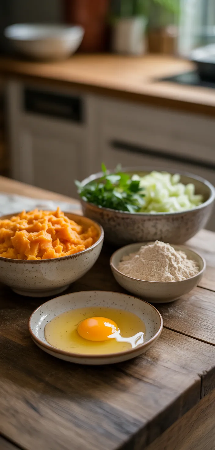 Ingredients photo for Sweet Potato Fritters (Latkes) For Babies, Toddlers, Kids Recipe