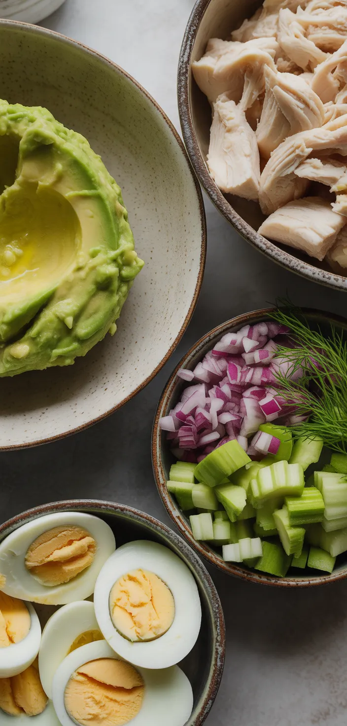 Ingredients photo for Avocado Chicken Egg Salad Recipe