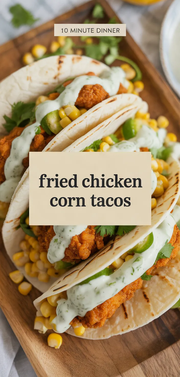 A photo of Fried Chicken Street Corn Tacos With Jalapeño Lime Ranch Recipe