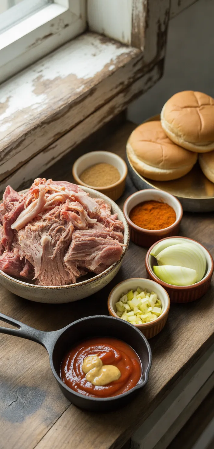 Ingredients photo for Crock Pot Pulled Pork Sandwiches Recipe